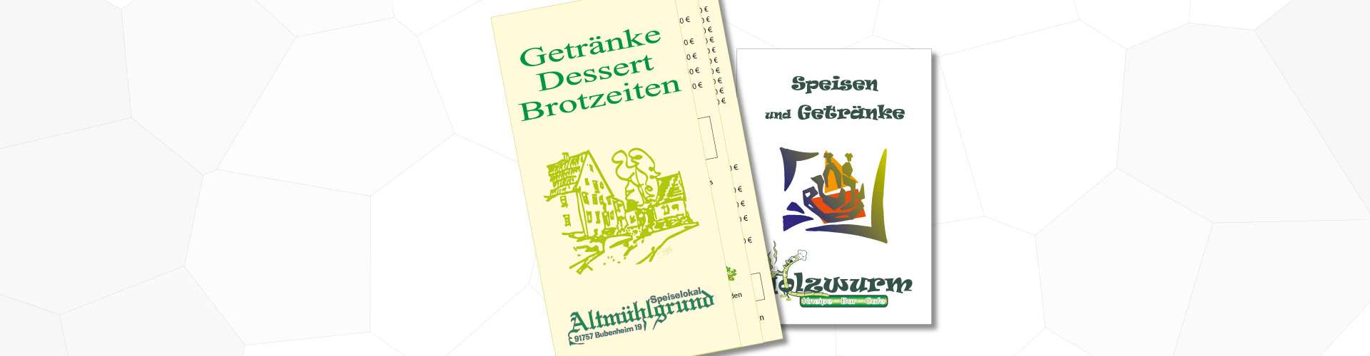 Die Gastroprodukte fuer comercial Gastronomie und Werbedesign.