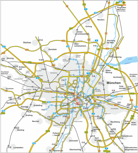 Die Stadtkarte, Karte München gross für Comercial Kartografie, Illustration, Fotos und Bilder.