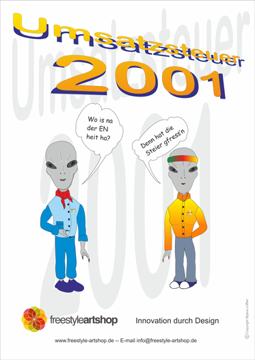 Der Comic die fränkischen Alien und die Steuer, Steuer Alien 2001 fuer comercial Comics.