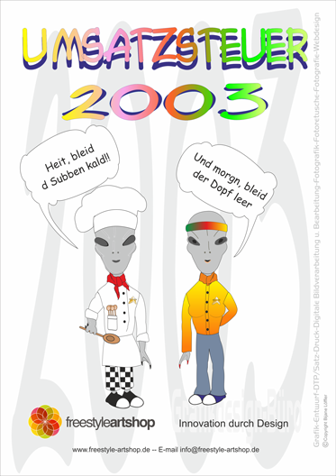 Der Comic die fränkischen Alien und die Steuer, Steuer Alien 2003 fuer comercial Comics.