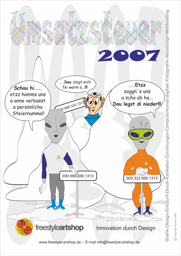 Der Comic die fränkischen Alien und die Steuer, Steuer Alien 2007 fuer comercial Comics.