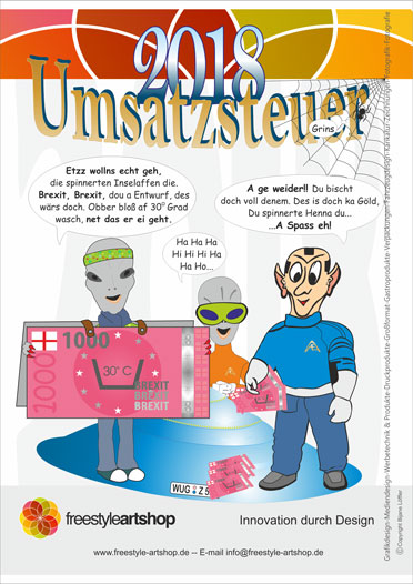 Der Comic die fränkischen Alien und die Steuer, Steuer Alien 2018 fuer comercial Comics.