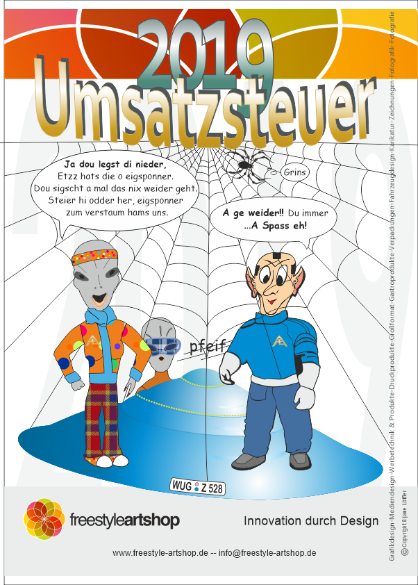 Der Comic die fränkischen Alien und die Steuer, Steuer Alien 2019 fuer comercial Comics.