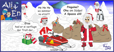 Der Comic die Weihnachtsalien, Weihnachtskarte Weihnachten 2015 als Grußkarte, für Comercial Comics und Illustration.